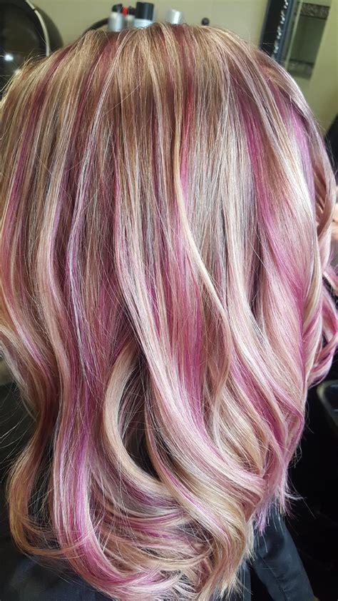 dirty blonde hair with pink highlights|platinum blonde with pink highlights.